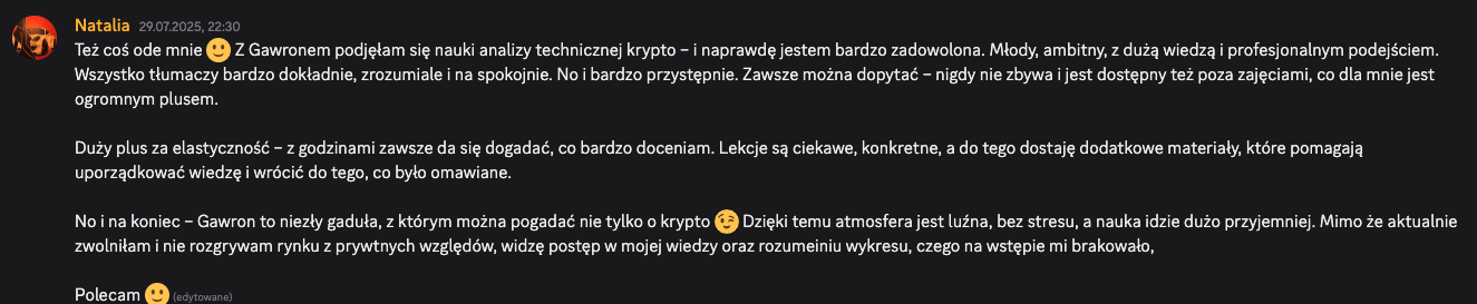 Opinia Natalia (29.07.2025) z serwera Discord